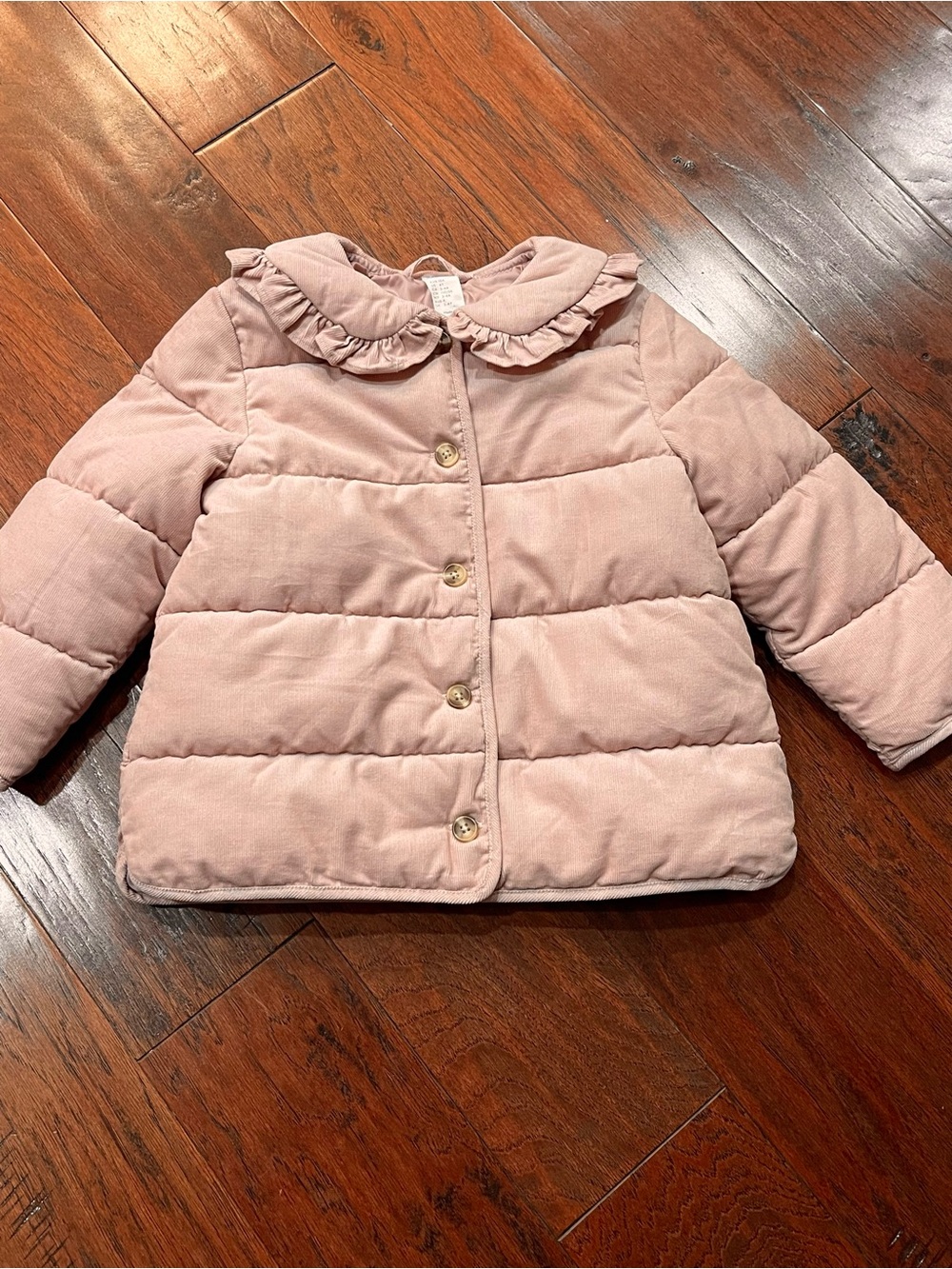 H&M Light Pink Ruffle Collar Puffer Jacket